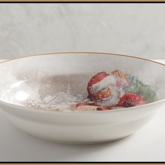 NEW RARE Pottery Barn Large Nostalgic Santa Serving Bowl 13.25" D x 3" H NIB - Picture 3 of 5